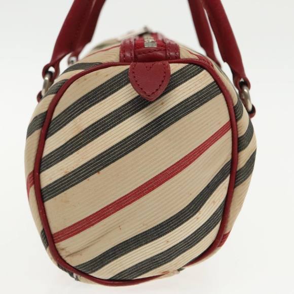 BURBERRY Nova Check Blue Label Hand Bag Beige Red Silver Auth ti2140 - Picture 3 of 16